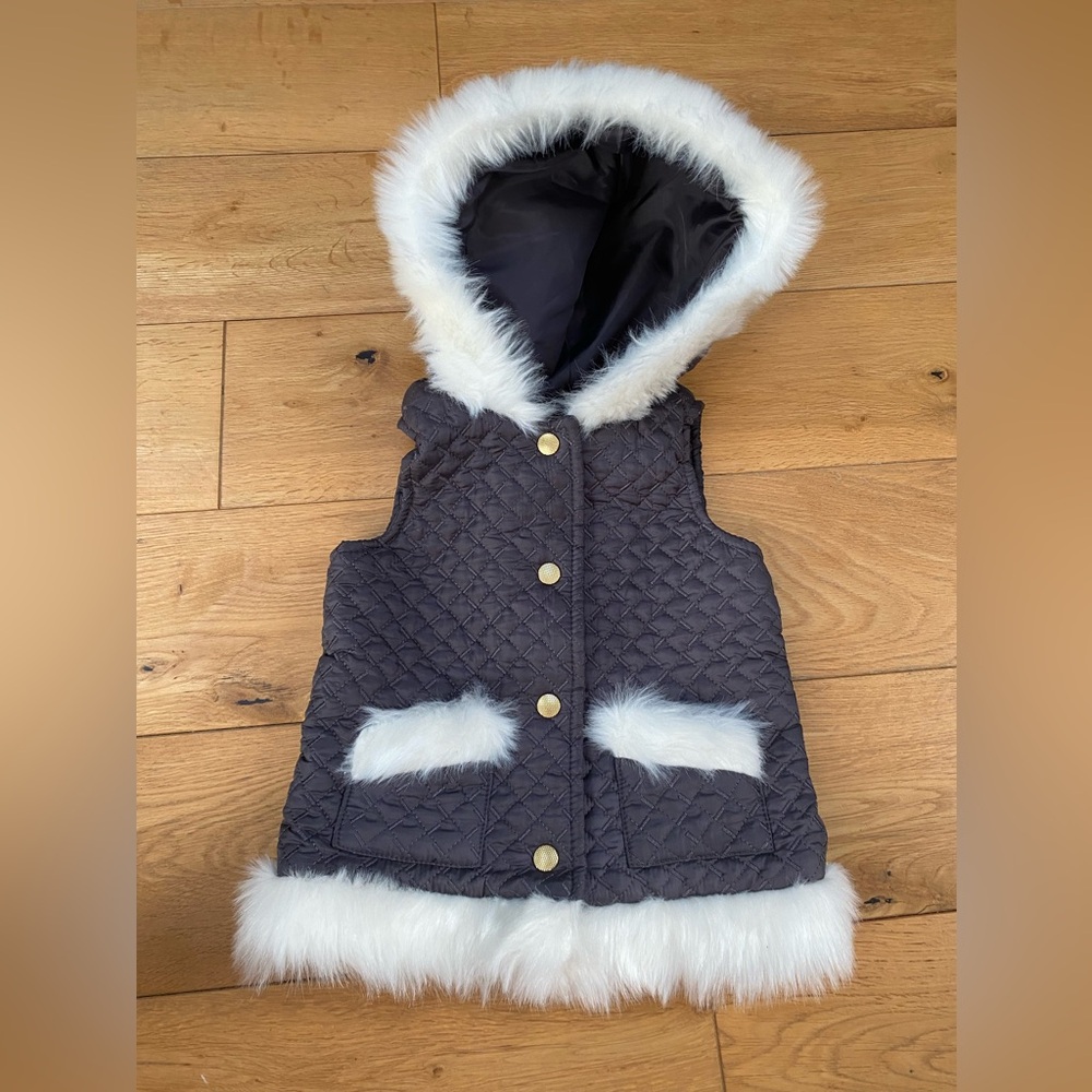 Girls quilted fur vest, Maggie & Zoe gray quilted vest